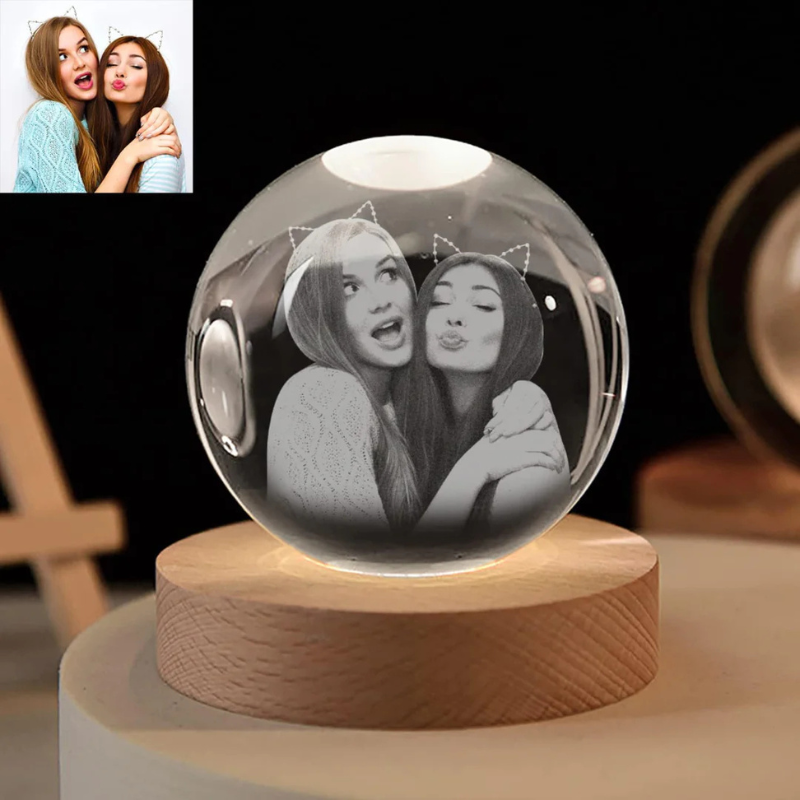 Personalised Crystal Sphere with Photo